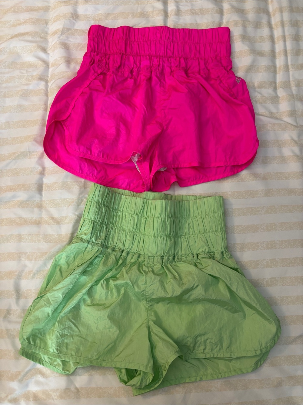 Free People Lot of 2 The Way Home Shorts Elastic Waist - Pink & Green